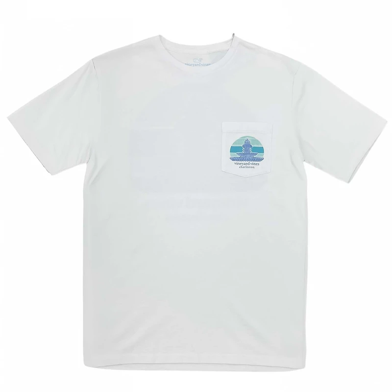 Charleston Pineapple Fountain Short Sleeve T-Shirt White