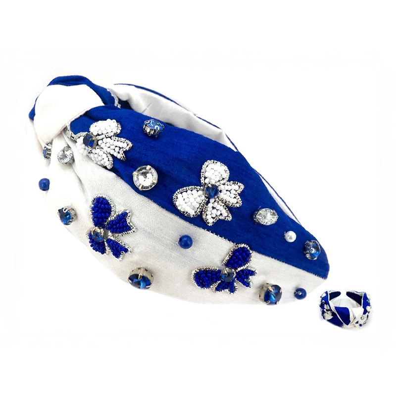 Blue and White Gameday Headband