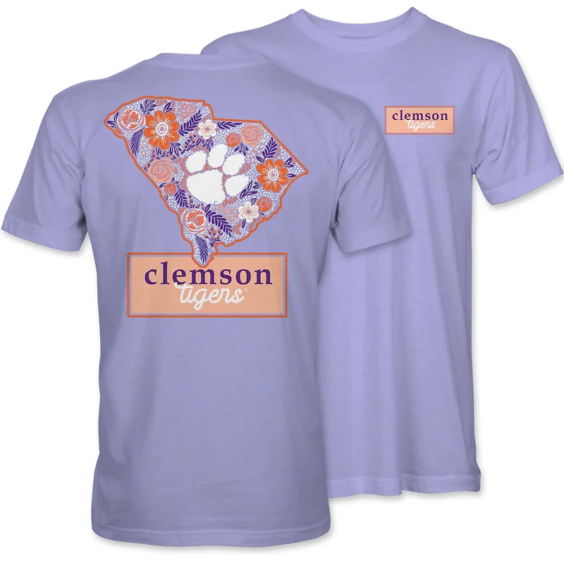 Clemson Floral State Short Sleeve T-Shirt