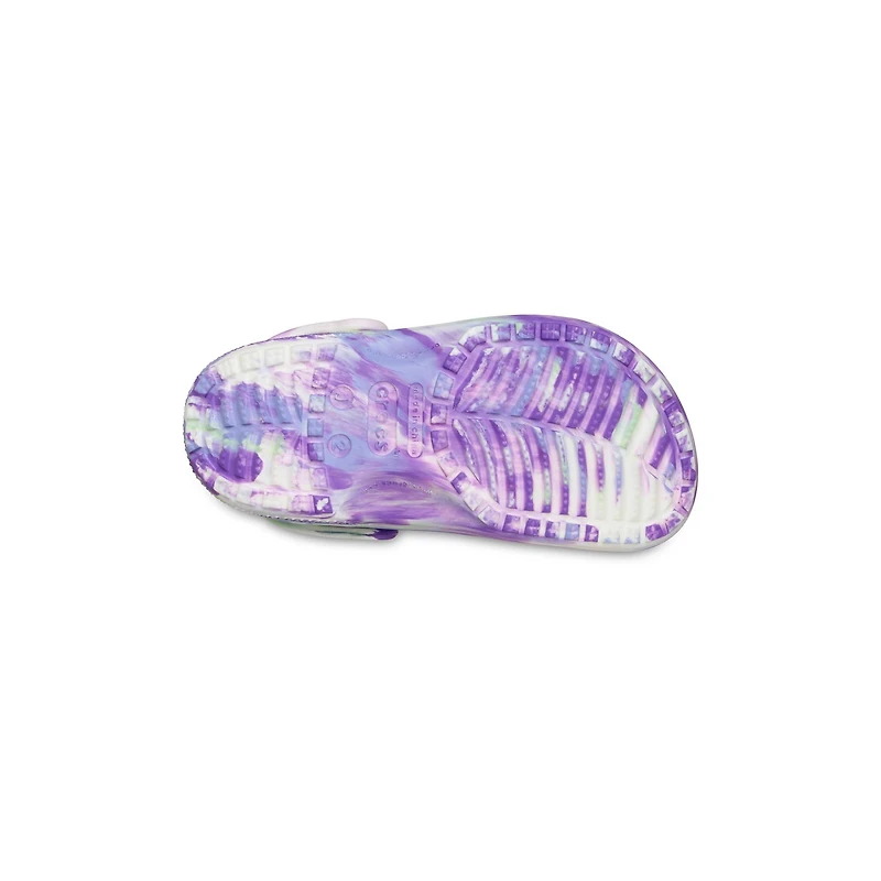 Kids Classic Glow Marbled Clog Purple and White