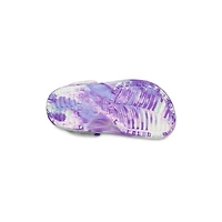 Kids Classic Glow Marbled Clog Purple and White