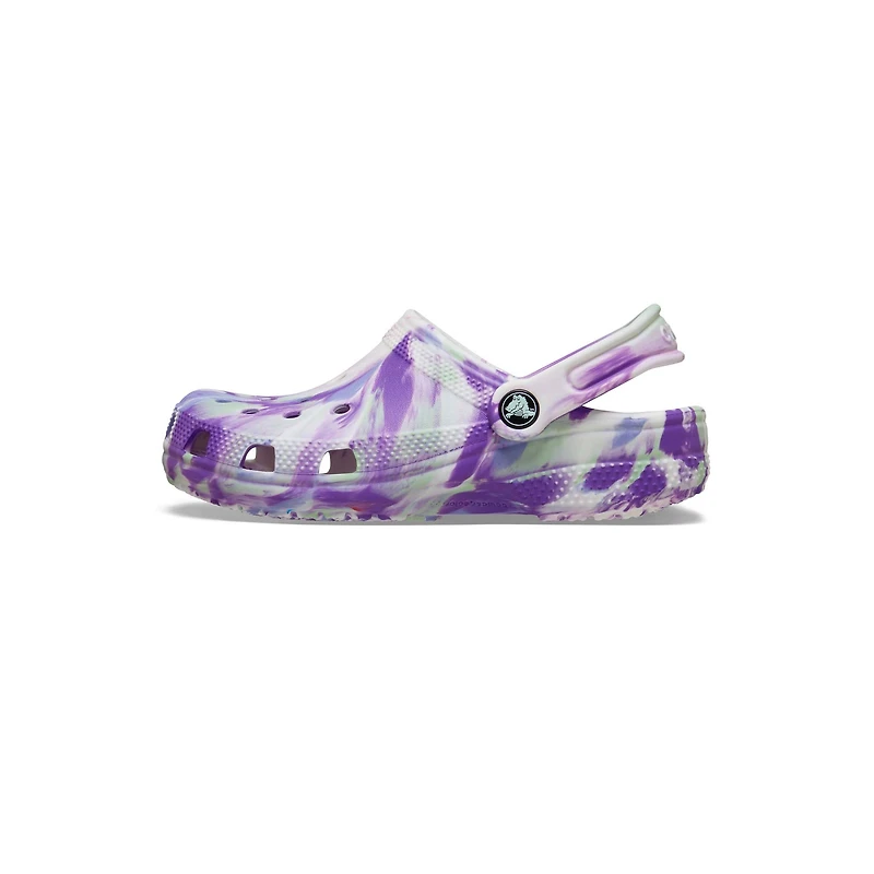 Kids Classic Glow Marbled Clog Purple and White