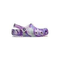 Kids Classic Glow Marbled Clog Purple and White
