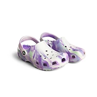 Kids Classic Glow Marbled Clog Purple and White