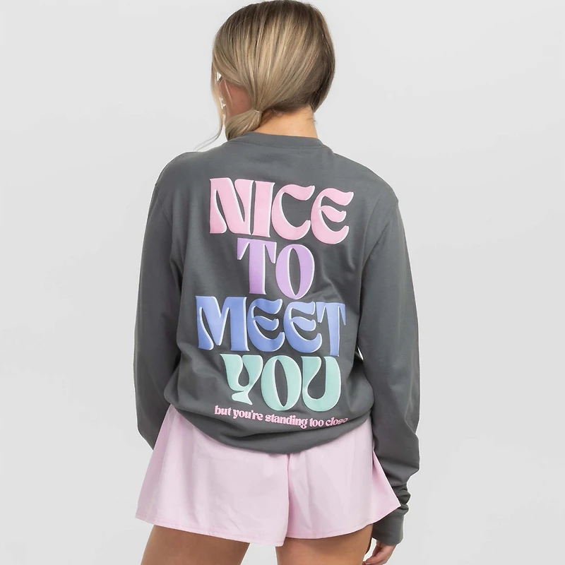 Nice To Meet You Long Sleeve T-Shirt Volcanic Ash