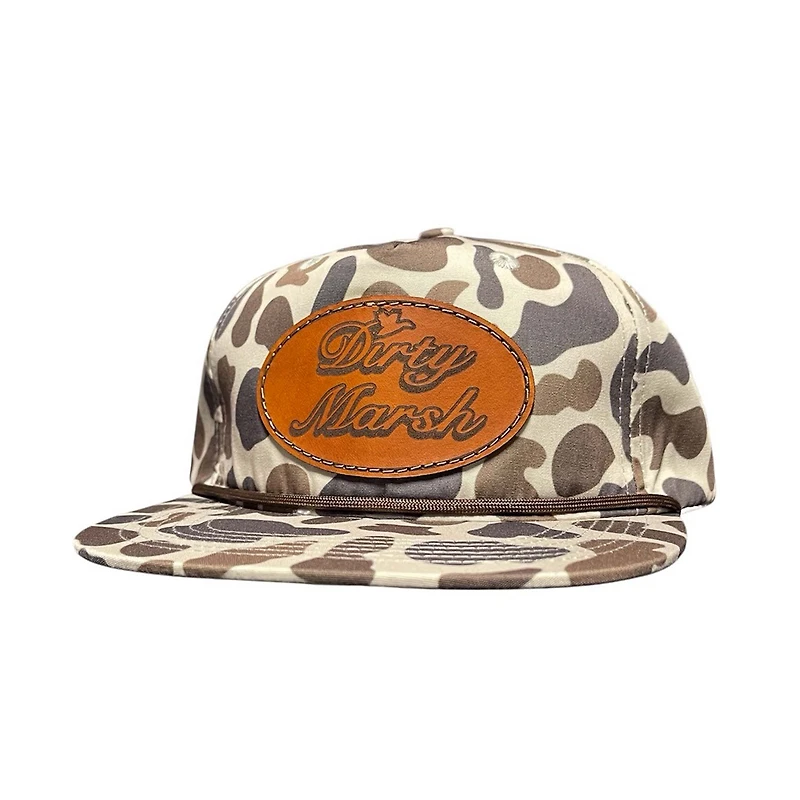 Classic Leather Patch Flat Bill Rope Hat in Slough
