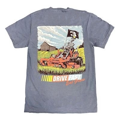 Drive Fast Eat Grass Short Sleeve T-Shirt Denim Blue