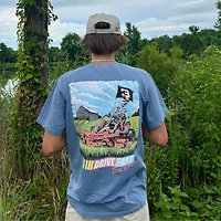 Drive Fast Eat Grass Short Sleeve T-Shirt Denim Blue