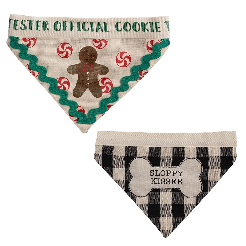 Gingerbread/Sloppy Kisser Reversible Pet Bandana