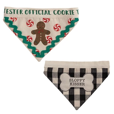 Gingerbread/Sloppy Kisser Reversible Pet Bandana