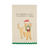He's Making A List Dog Holiday Kitchen Towel