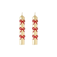 Christmas Bow Mini Taper Candle Set of 2