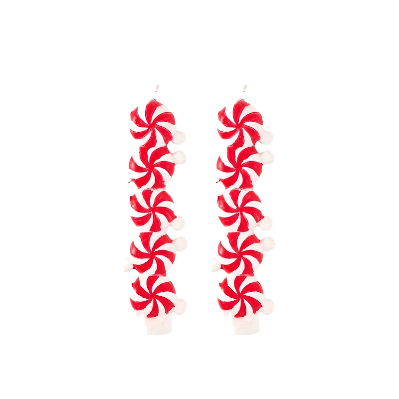 Peppermint Mini Taper Candle Set of 2