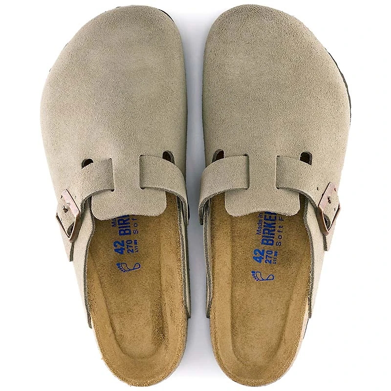 Women's Boston Suede Leather Soft Footbed Slip On Shoes Taupe