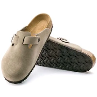 Women's Boston Suede Leather Soft Footbed Slip On Shoes Taupe
