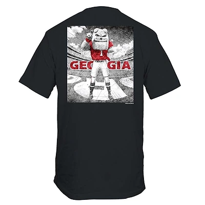 UGA Drawn Field Mascot Short Sleeve T-Shirt Black