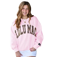 Lulu Mac Puff Crewneck Sweatshirt Light Pink and Leopard