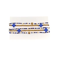 Beaded Bracelet Stack in Blue and White