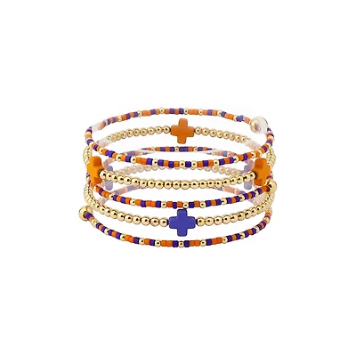 Beaded Bracelet Stack in Orange and