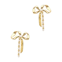 Pearl and Gold Bow Earrings