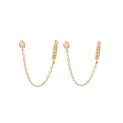 Stud with Drop Chain Earrings