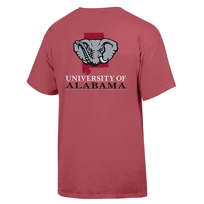 Alabama Mascot Over State Outline Short Sleeve T-Shirt