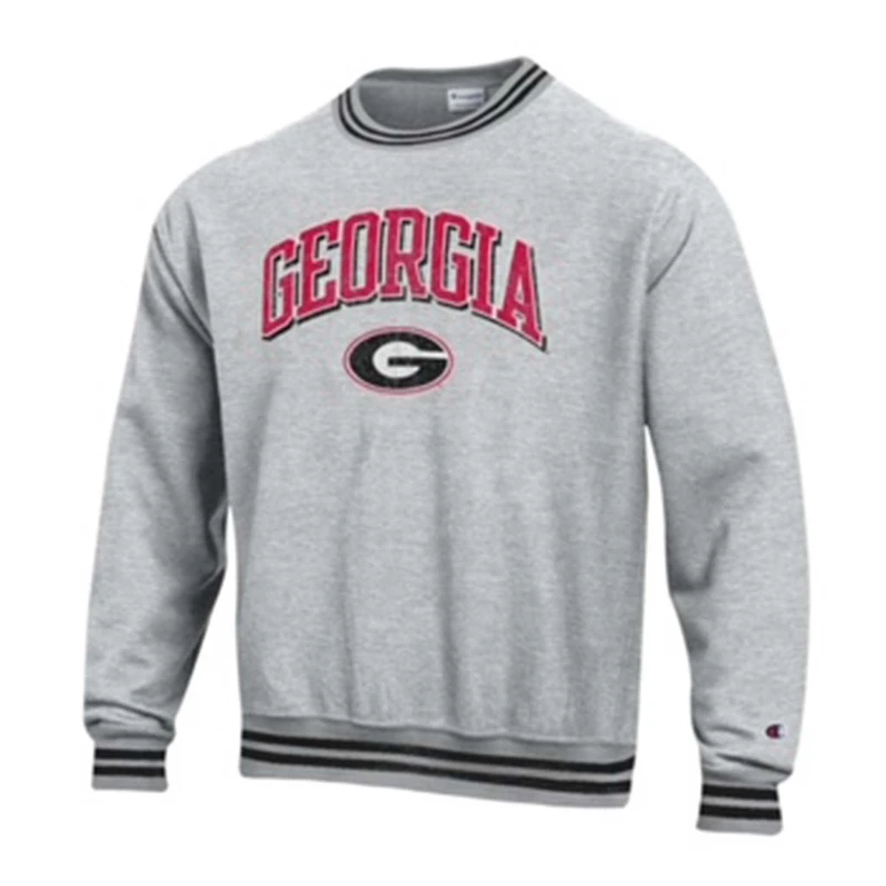 UGA Striped Trim Crewneck Sweatshirt