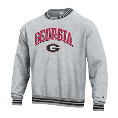 UGA Striped Trim Crewneck Sweatshirt