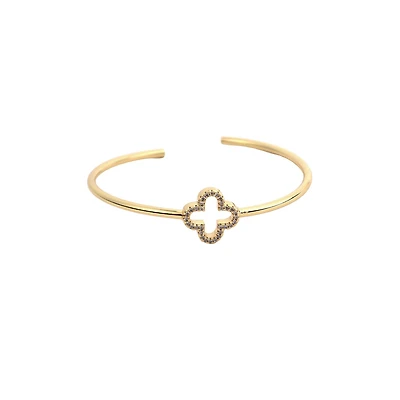 Diamond Clover Gold Bangle Bracelet