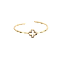Diamond Clover Gold Bangle Bracelet
