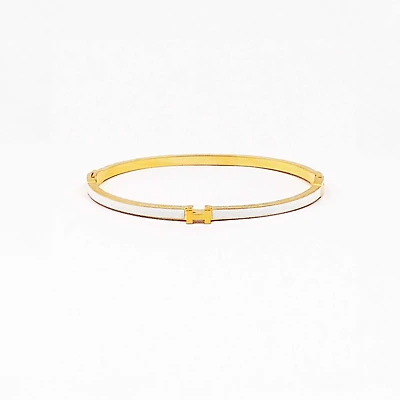 White Enamel and Gold Bracelet