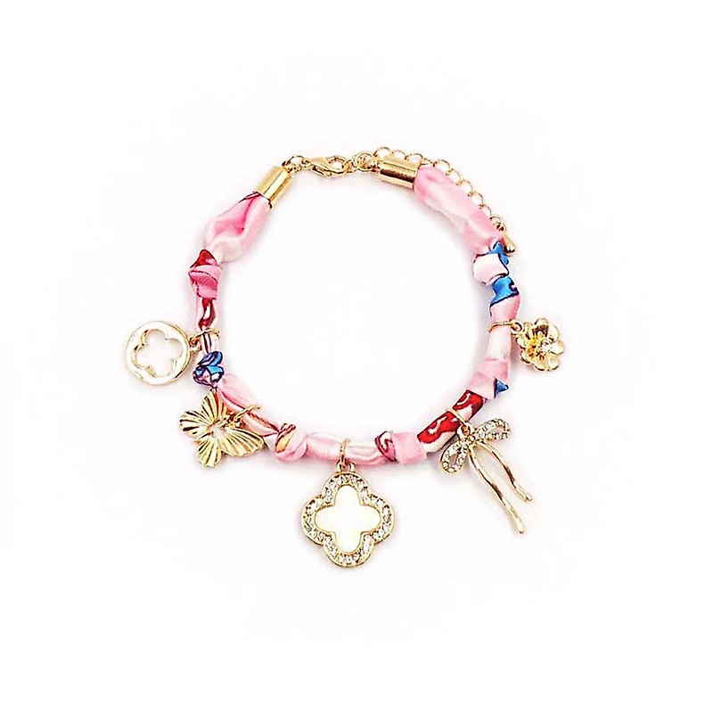 Clover Bow Scarf Charm Bracelet