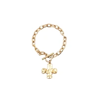 Chain Link Bracelet with Hammered Cross Pendant