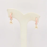 Pearl Daisy and Pink Enamel Hoop Earrings