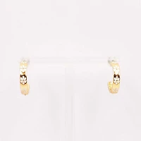 Flower Print Gold Hoop Earrings