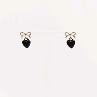 Bow and Heart Drop Earrings in