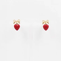 Bow and Heart Drop Earrings in Dark