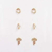 Pearl and Bow Gold Earring 3-Pack Set
