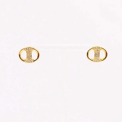 Pop Tab With Diamonds Gold Stud Earrings