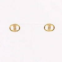 Pop Tab With Diamonds Gold Stud Earrings