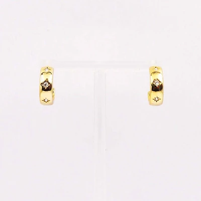 Diamond Star Gold Hoop Earrings