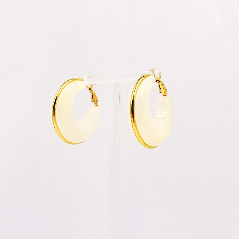 Thick Ivory Acrylic Hoop Earrings