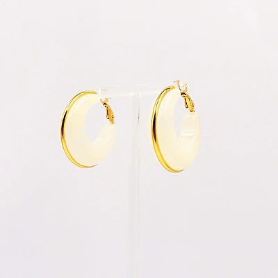 Thick Ivory Acrylic Hoop Earrings