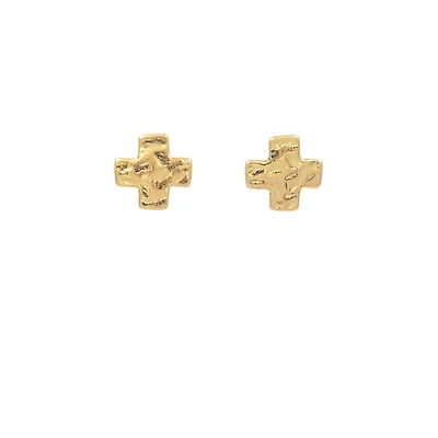 Hammered Cross Stud Earrings