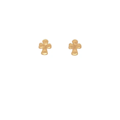 Gold Cross Stud Earrings
