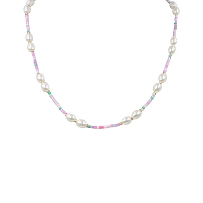 Multicolor Bead and Pearl Necklace