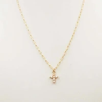 Dainty Pearl Cross Necklace