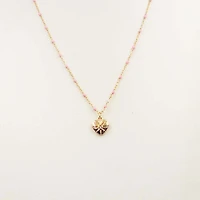 Mini Heart Gold and Pink Chain Necklace