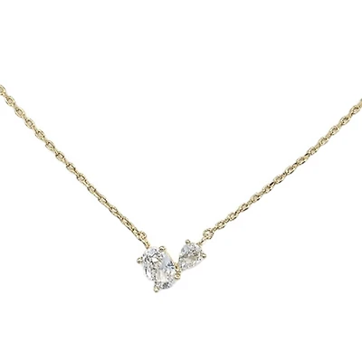 You and Me Double Crystal Gold Necklace