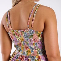 Boho Summer Floral and Lace Sleeveless Maxi Dress